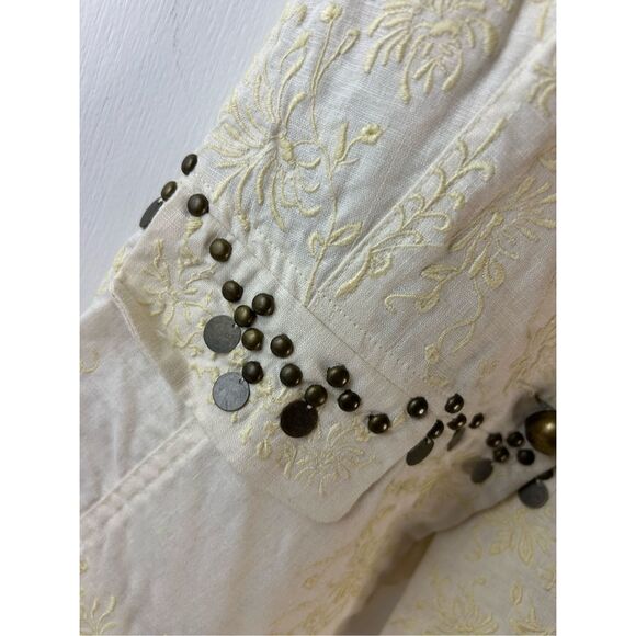 True Meaning Linen M Vest Studs Cream Gray - Picture 4 of 9